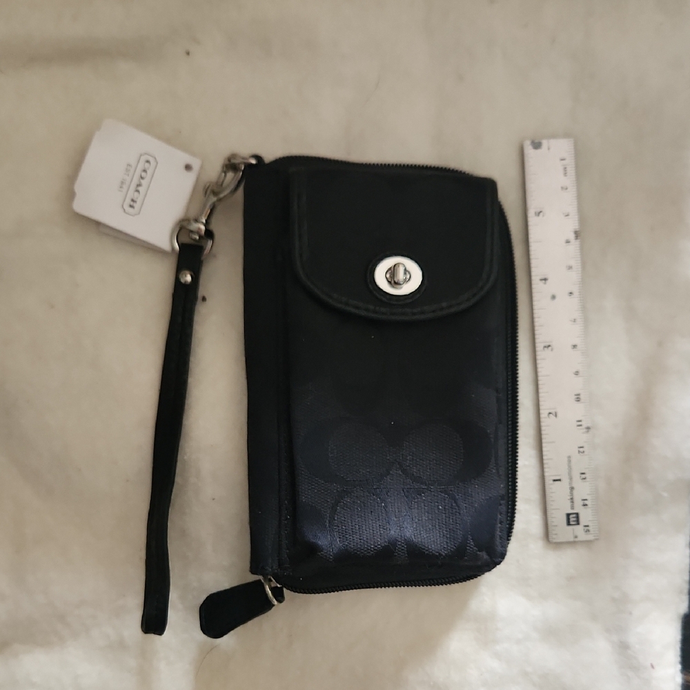 Coach Black Wristlet with Turn Lock